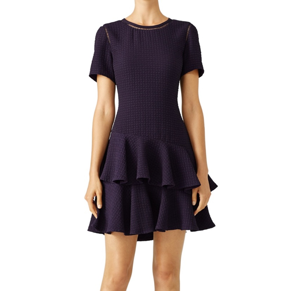 Rebecca Taylor sz 2 navy blue tiered a line dress